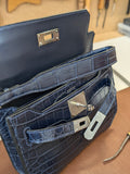 Clutch Bag - Navy Crocodile - Ascot Shoes