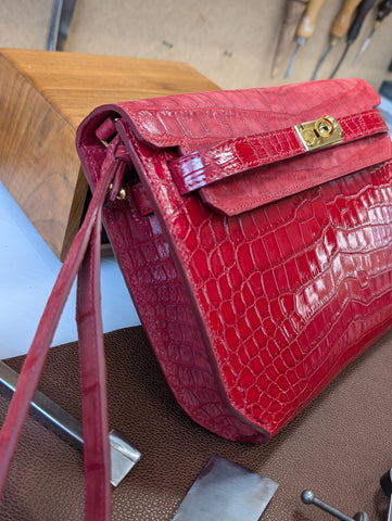Clutch Bag - Red Crocodile