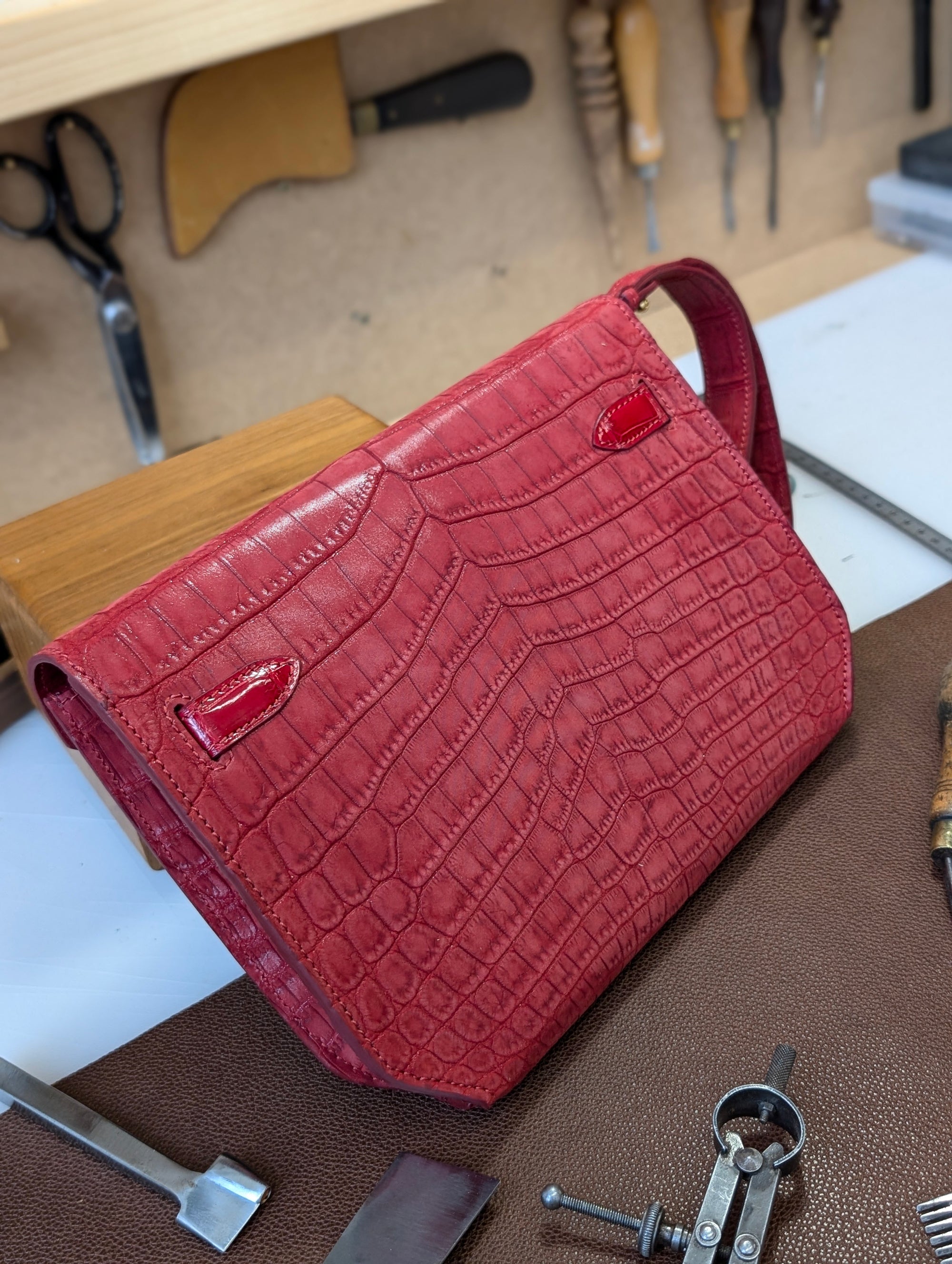 Clutch Bag - Red Crocodile 20 cm - Ascot Shoes