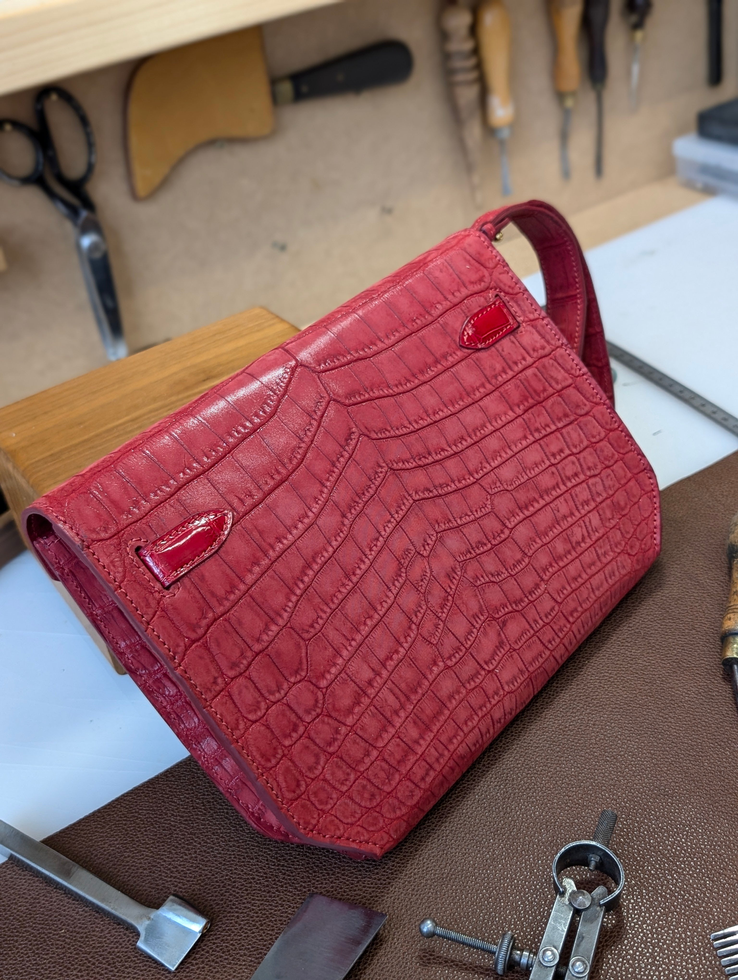 Clutch Bag - Red Crocodile 20 cm - Ascot Shoes