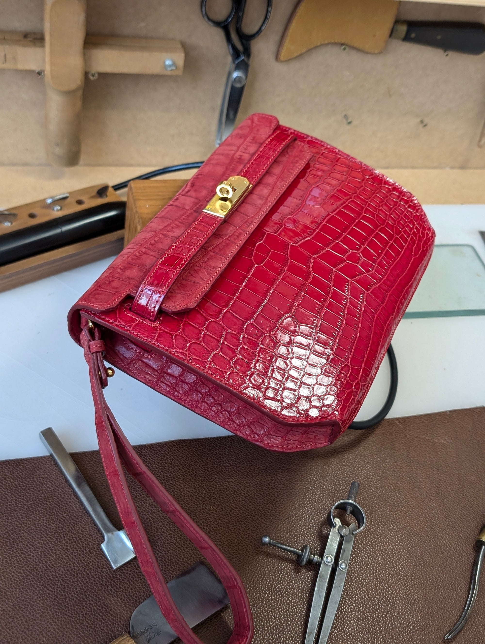 Clutch Bag - Red Crocodile 20 cm - Ascot Shoes