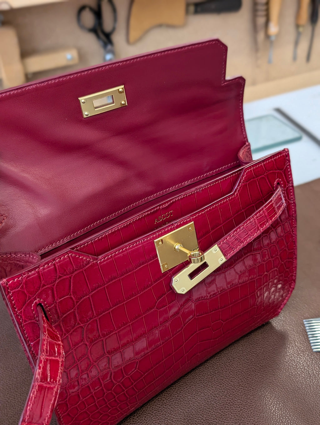 Clutch Bag - Red Crocodile 20 cm - Ascot Shoes