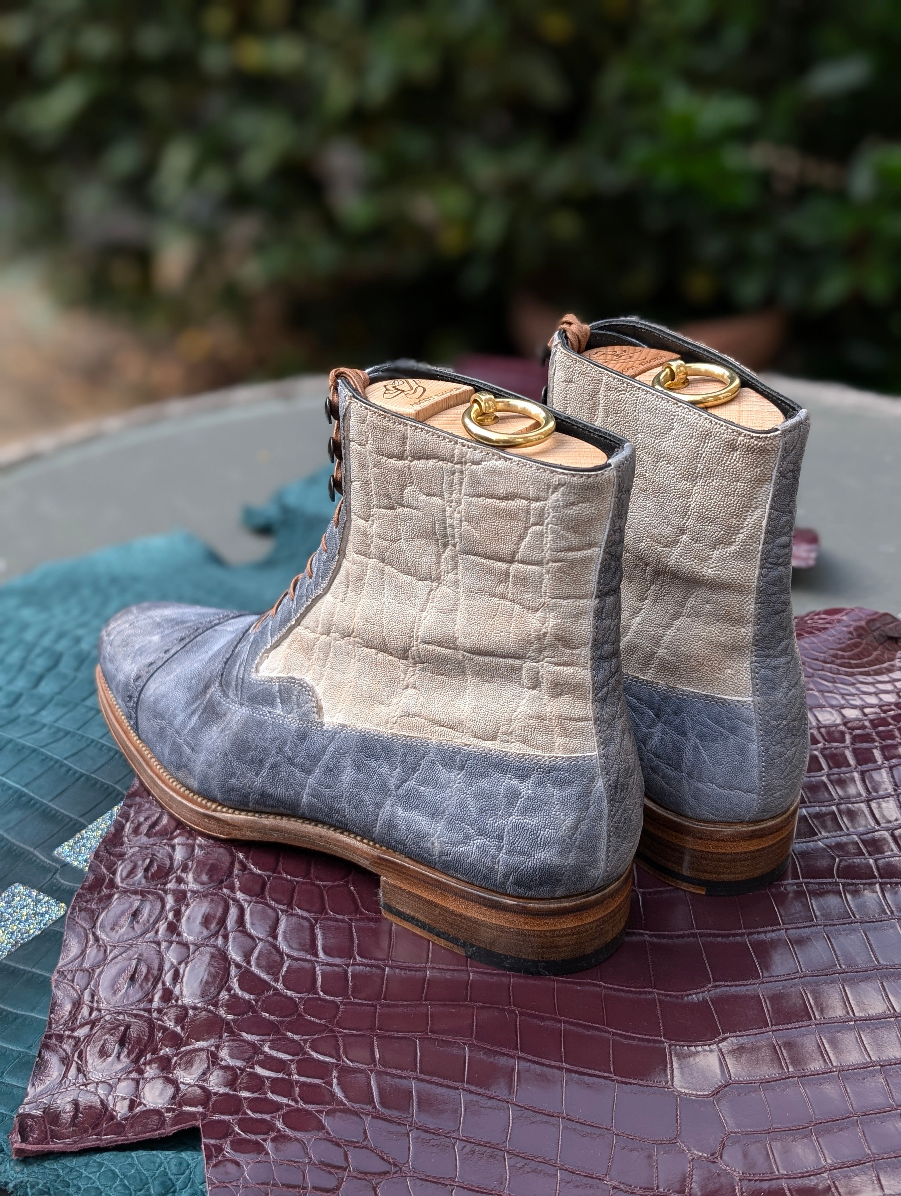 Ascot High Boots - Grey & Taupe Elephant - Ascot Shoes
