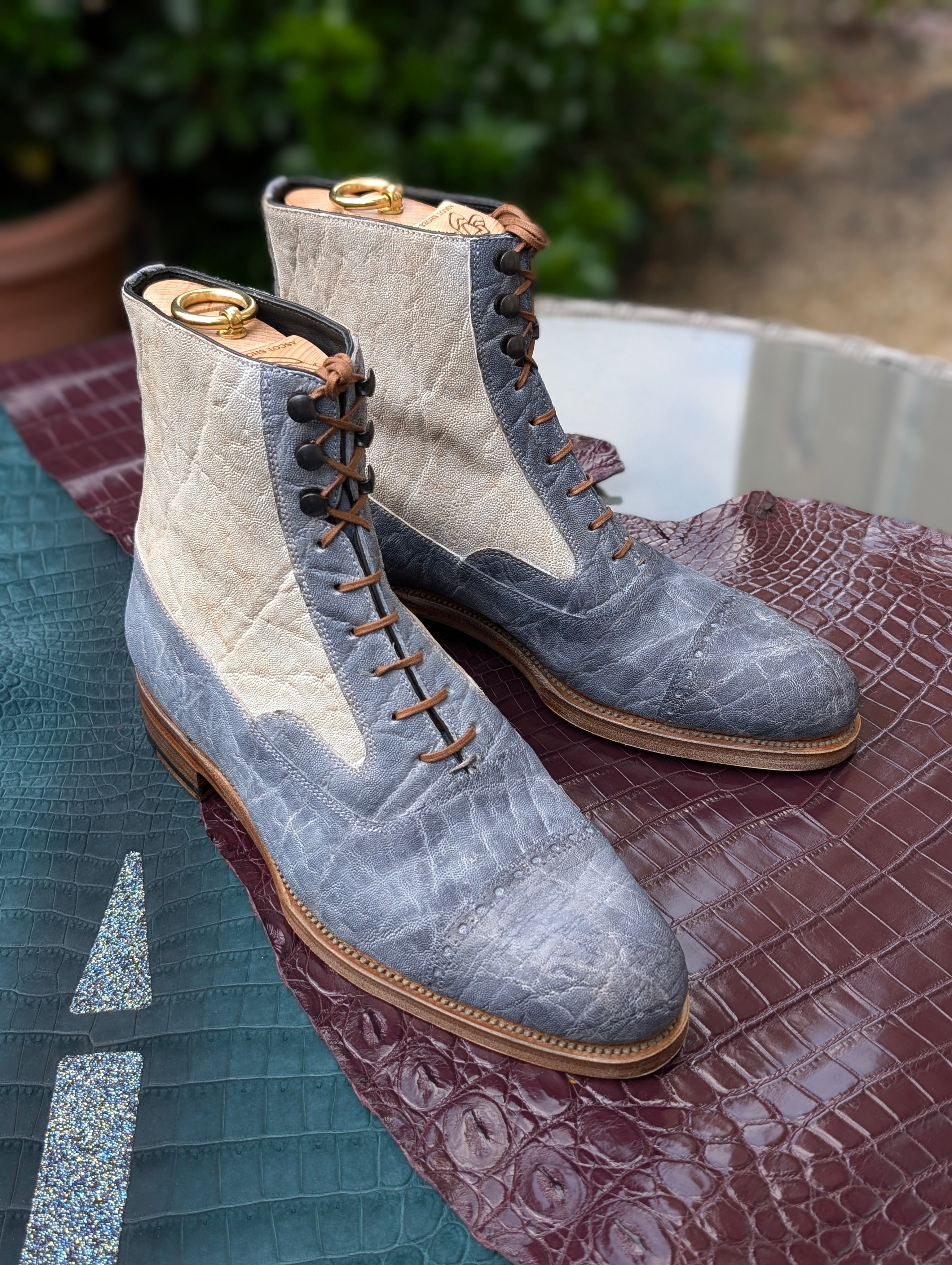 Ascot High Boots - Grey & Taupe Elephant - Ascot Shoes