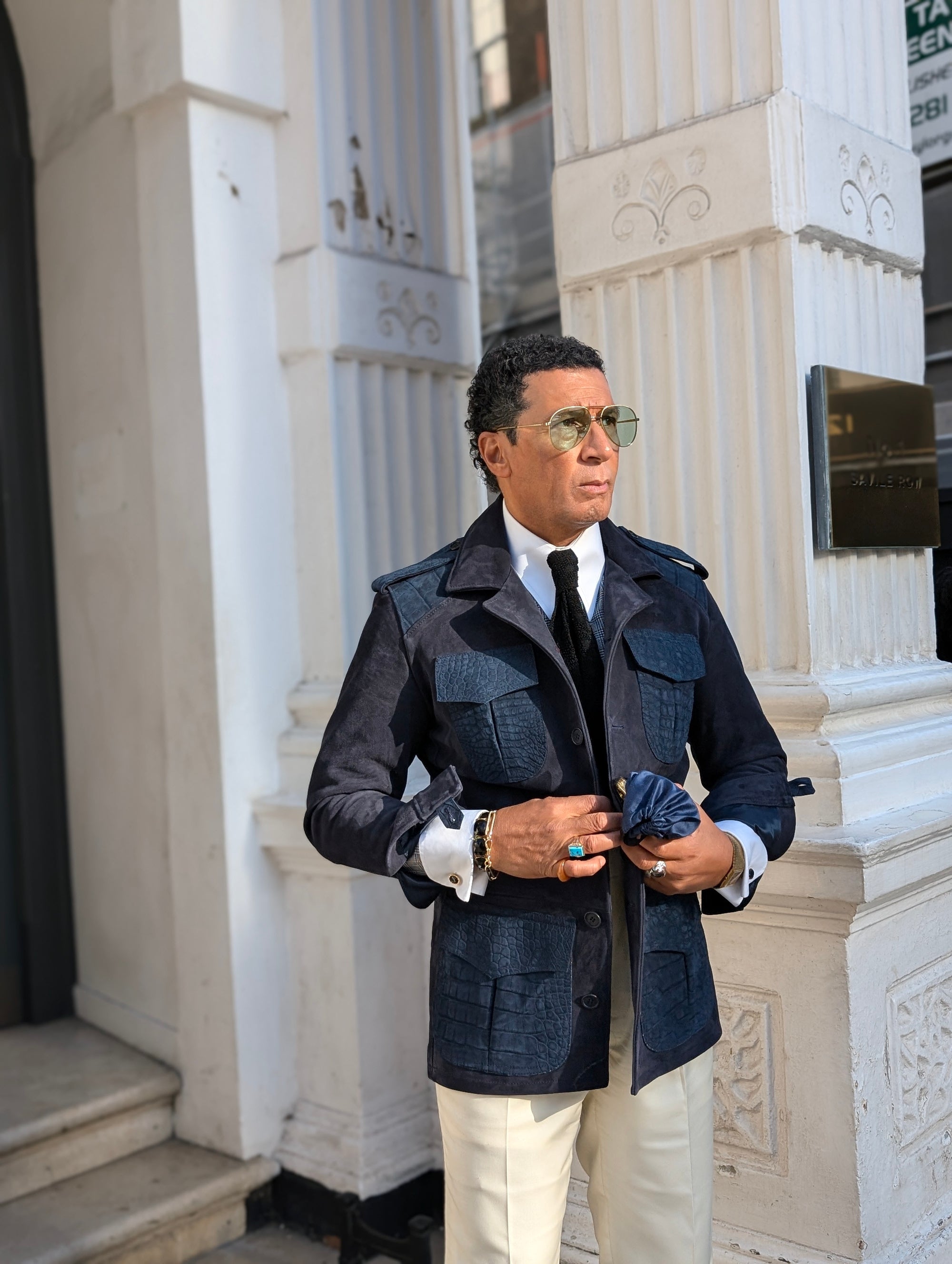 Bespoke Jacket - Navy Nubuck Crocodile & Nubuck Leather - Ascot Shoes
