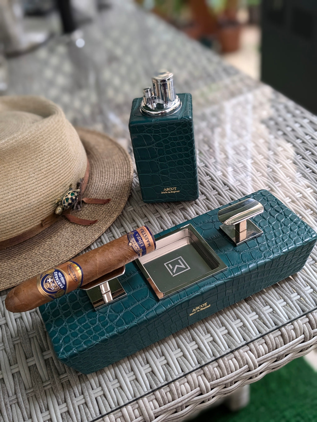 Crocodile Cigar Ashtray & Lighter Set - Ascot Shoes