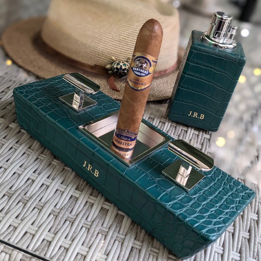 Crocodile Cigar Ashtray & Lighter Set - Ascot Shoes