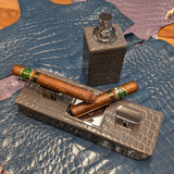 Crocodile Cigar Ashtray & Lighter Set - Grey Crocodile - Ascot Shoes