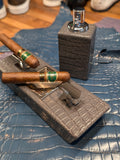 Crocodile Cigar Ashtray & Lighter Set - Grey Crocodile - Ascot Shoes
