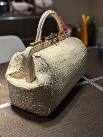 Bespoke Doctor Bag - White Crocodile