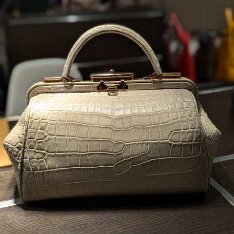 Bespoke Doctor Bag - White Crocodile