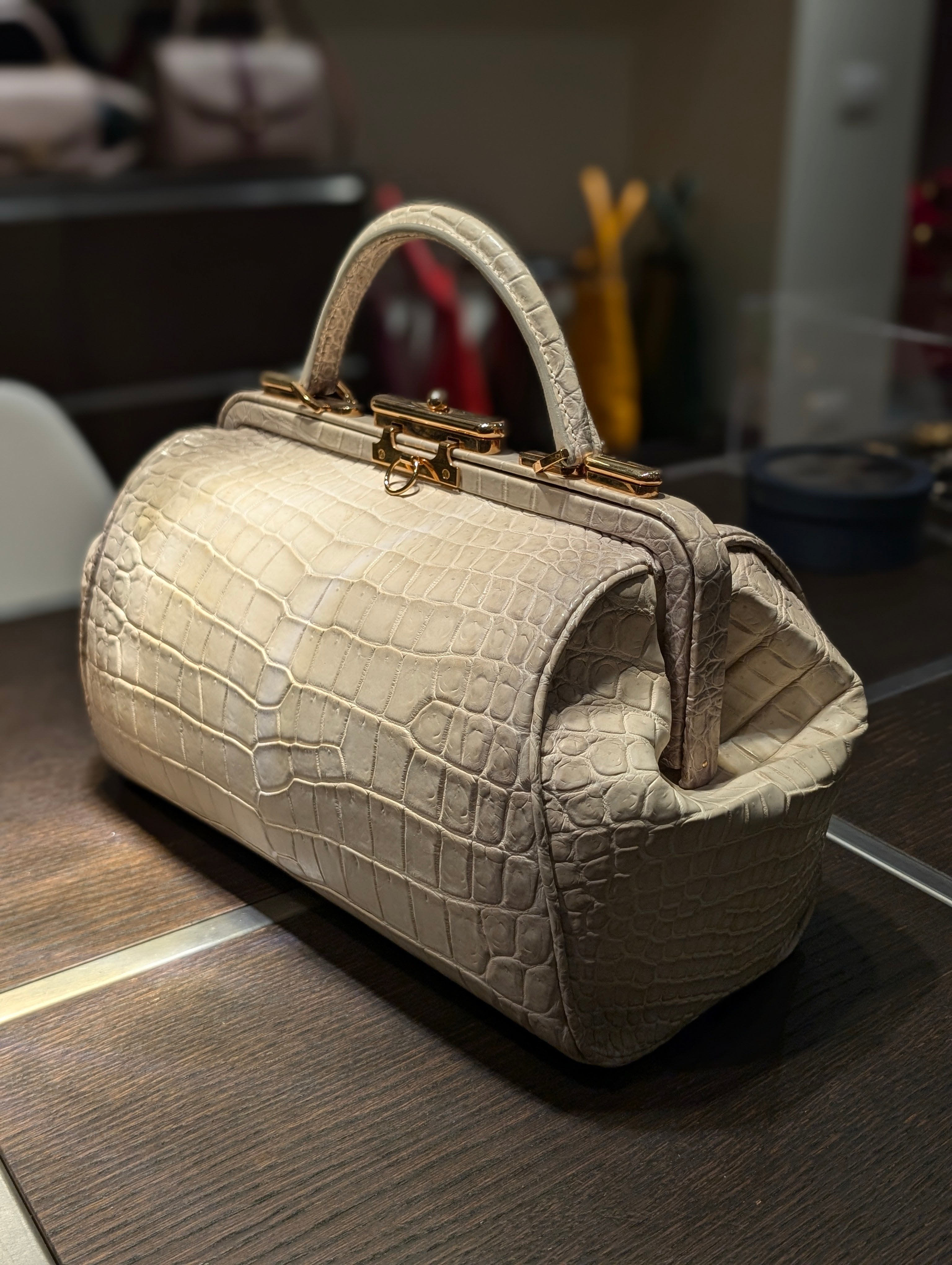 Bespoke Doctor Bag - White Crocodile - Ascot Shoes