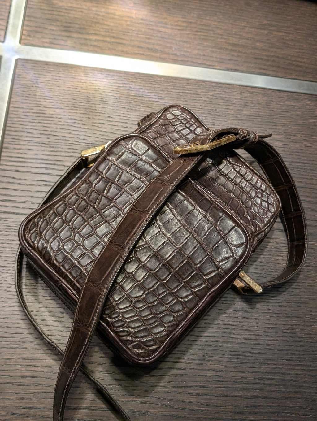 Bespoke Crossbody Bag - Brown Crocodile - Ascot Shoes