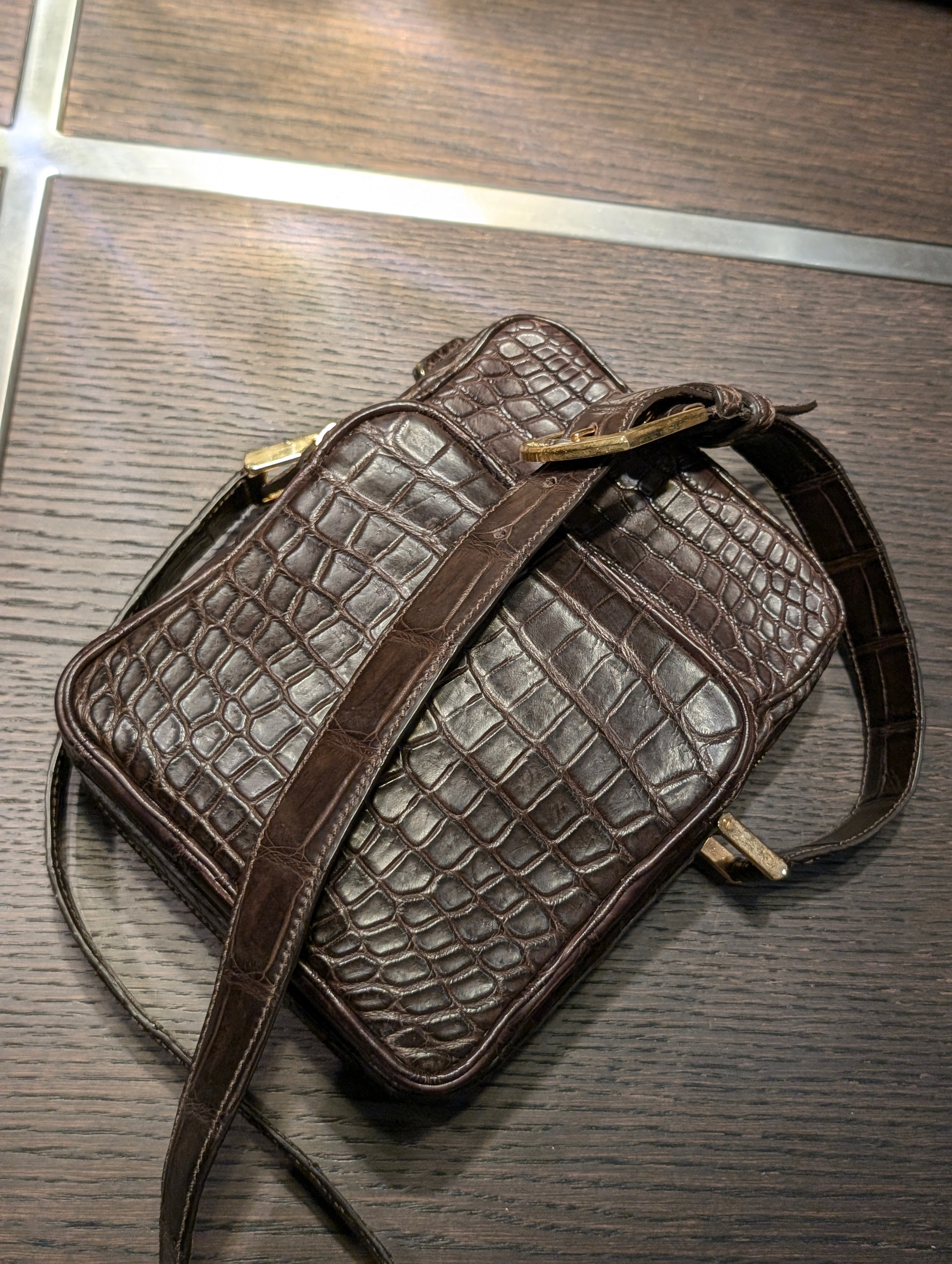 Bespoke Crossbody Bag - Brown Crocodile - Ascot Shoes