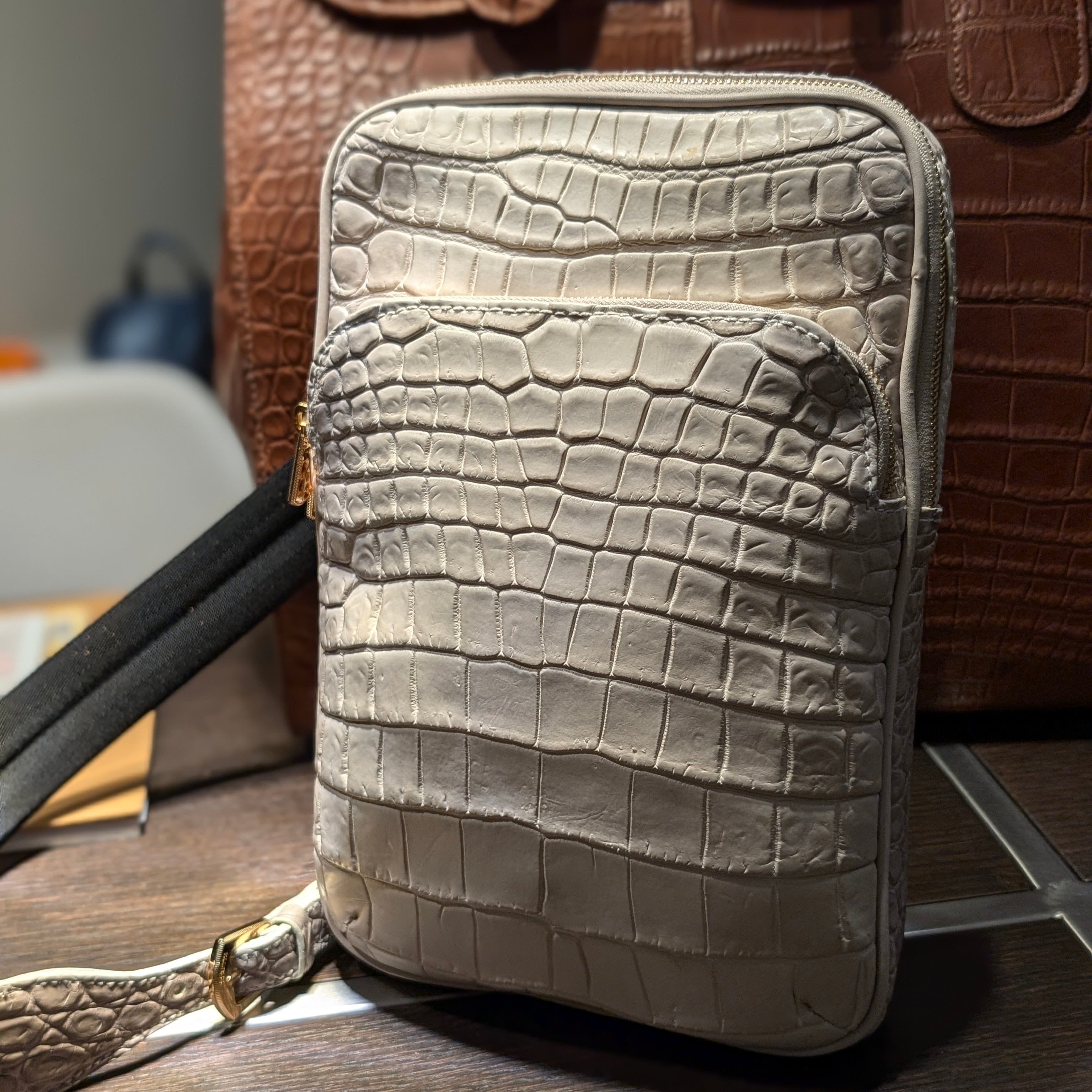 Bespoke Crossbody Bag - White Crocodile - Ascot Shoes