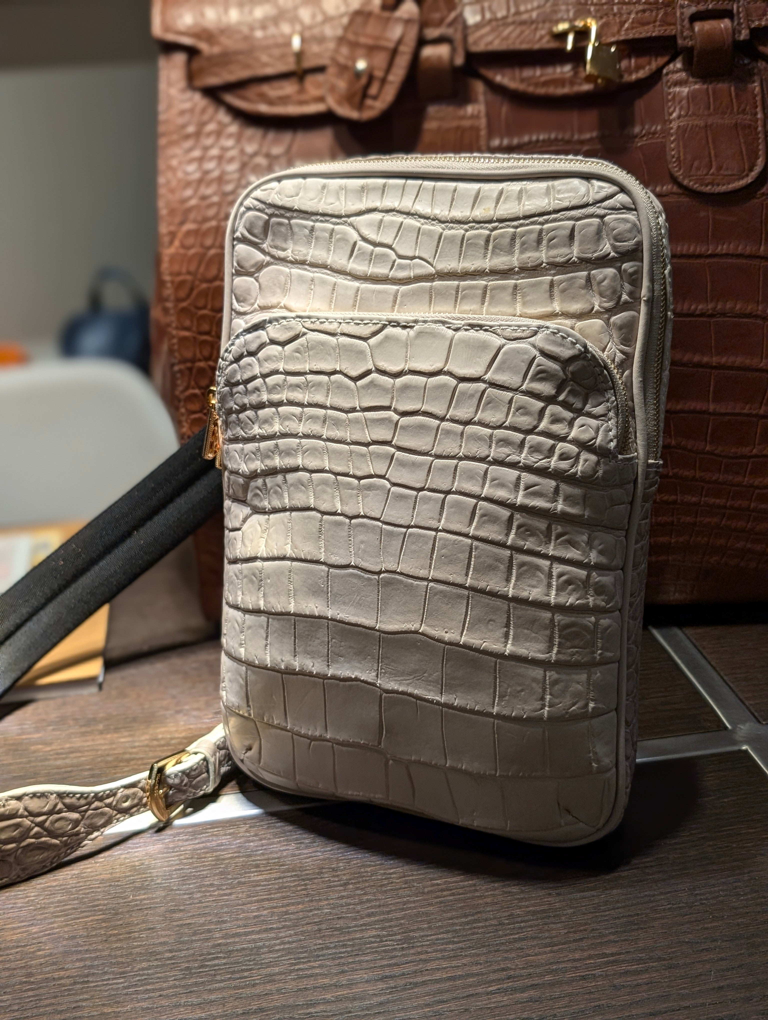 Bespoke Crossbody Bag - White Crocodile - Ascot Shoes