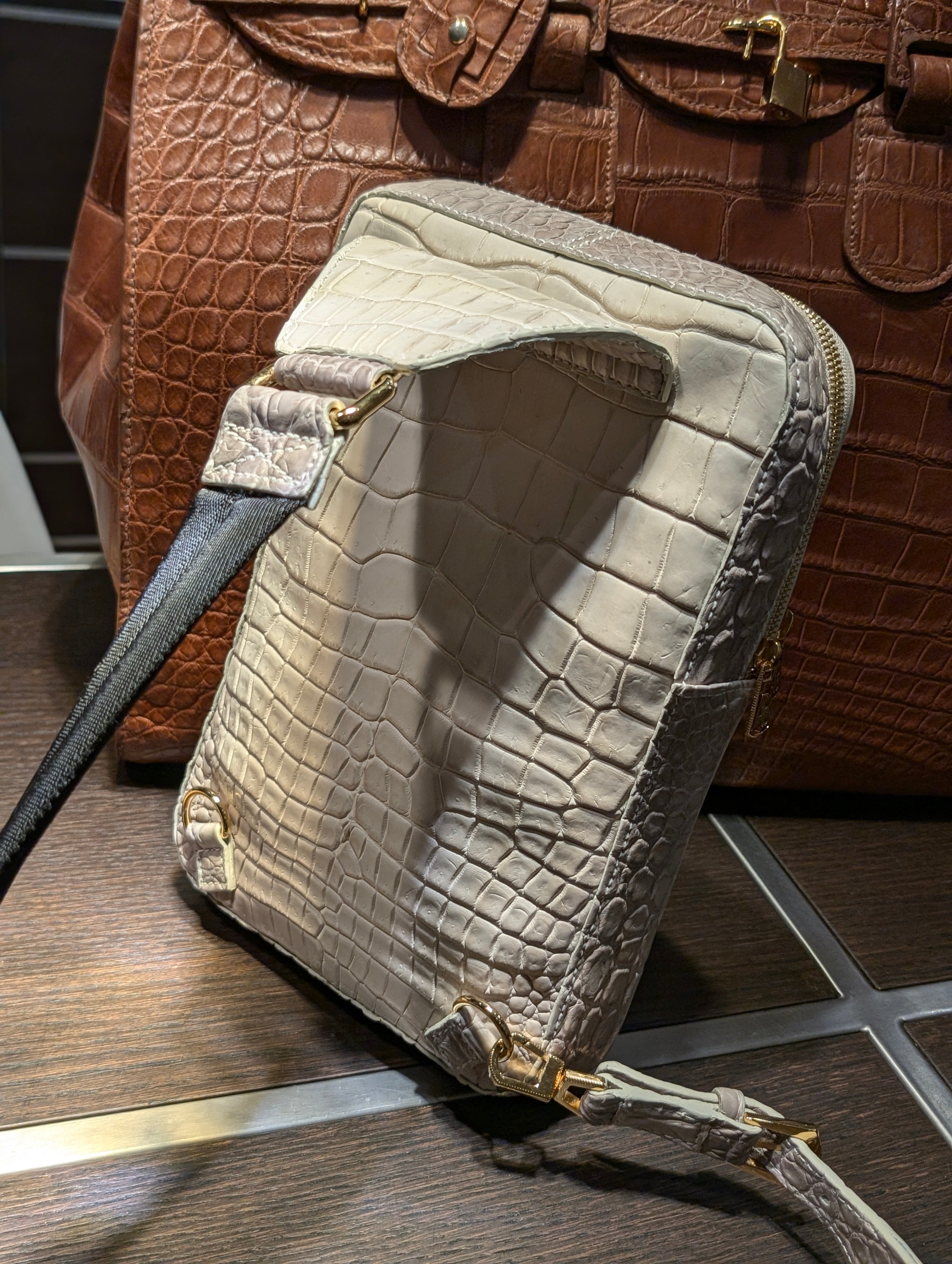 Bespoke Crossbody Bag - White Crocodile - Ascot Shoes