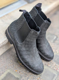 Ascot Chelsea Boots - Grey Nubuck Crocodile - Ascot Shoes