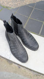 Ascot Chelsea Boots - Grey Nubuck Crocodile - Ascot Shoes