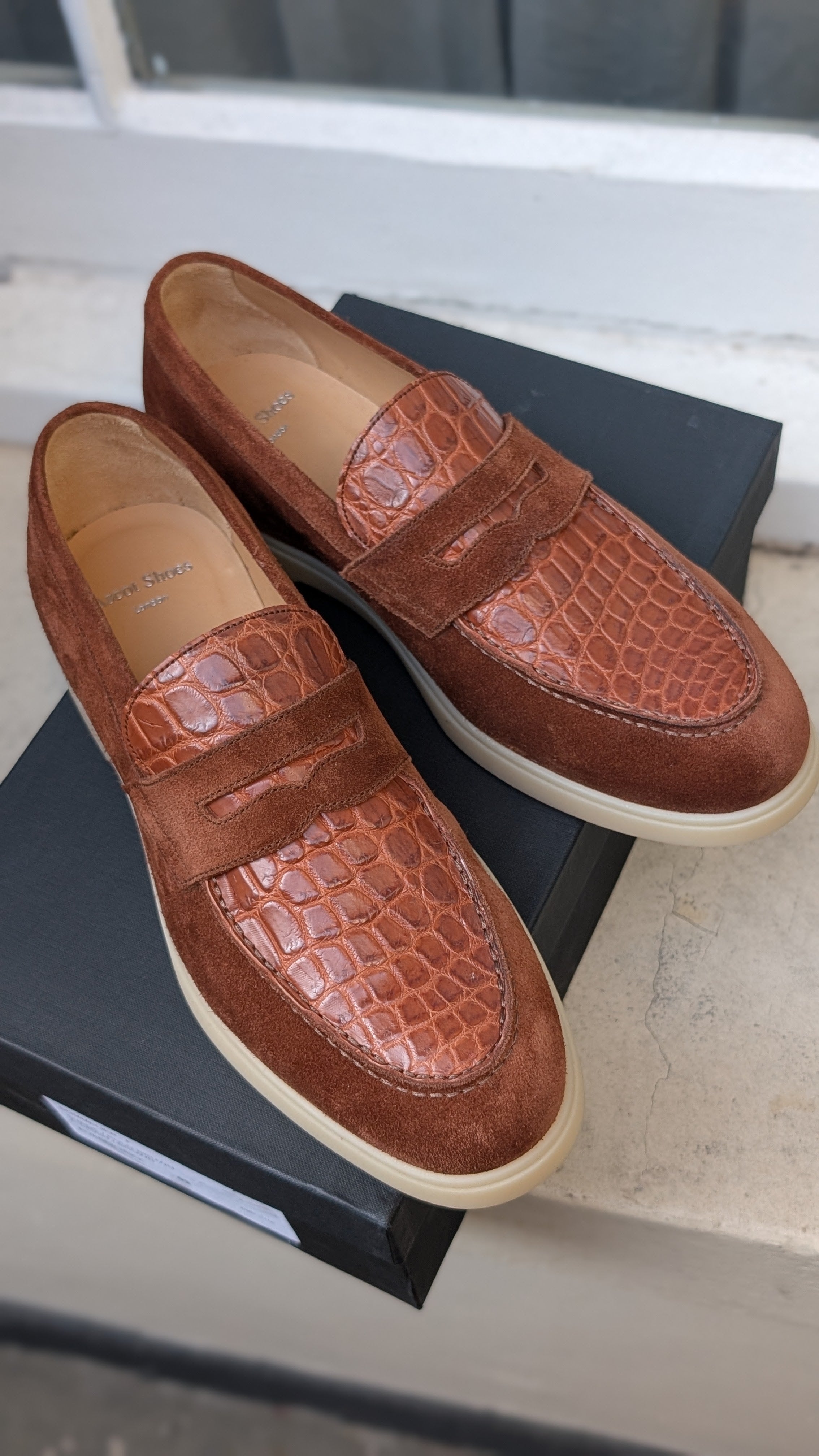 Ascot Sunseeker - Cognac Crocodile & Suede, UK 8 - Ascot Shoes