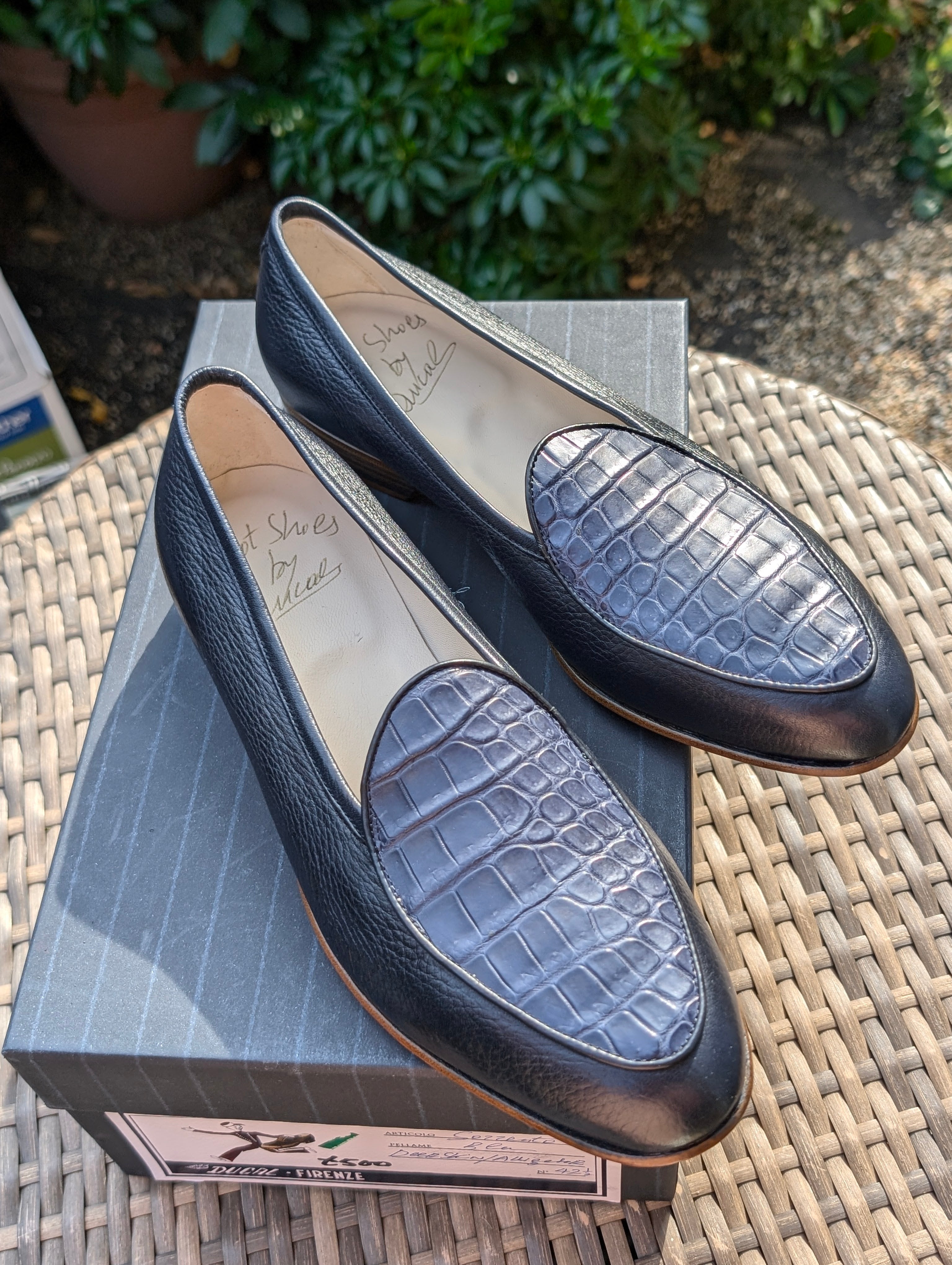 Ascot Belgian Loafer - Blue Crocodile & Deer, UK 8.5 - Ascot Shoes