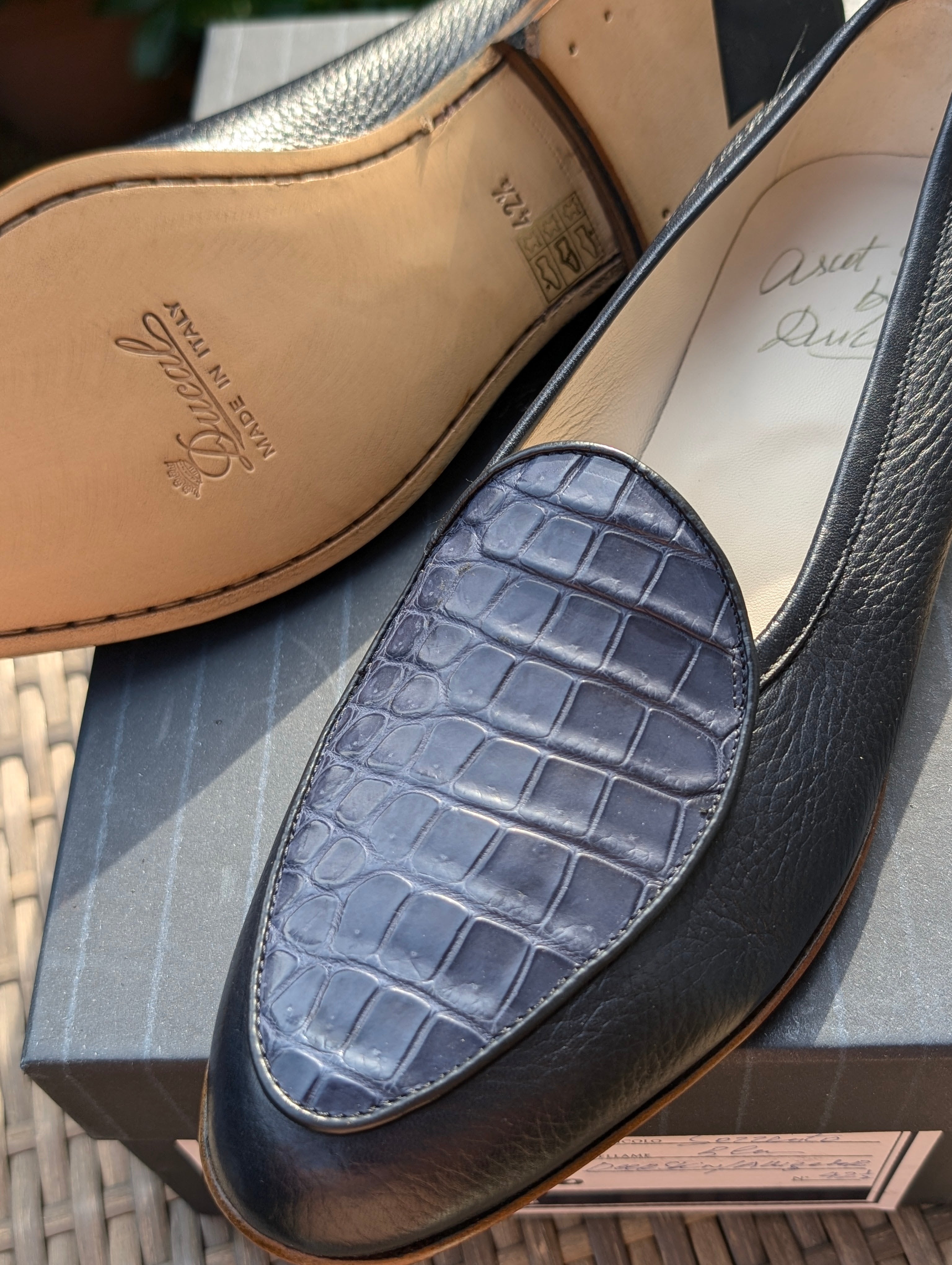 Ascot Belgian Loafer - Blue Crocodile & Deer, UK 8.5 - Ascot Shoes