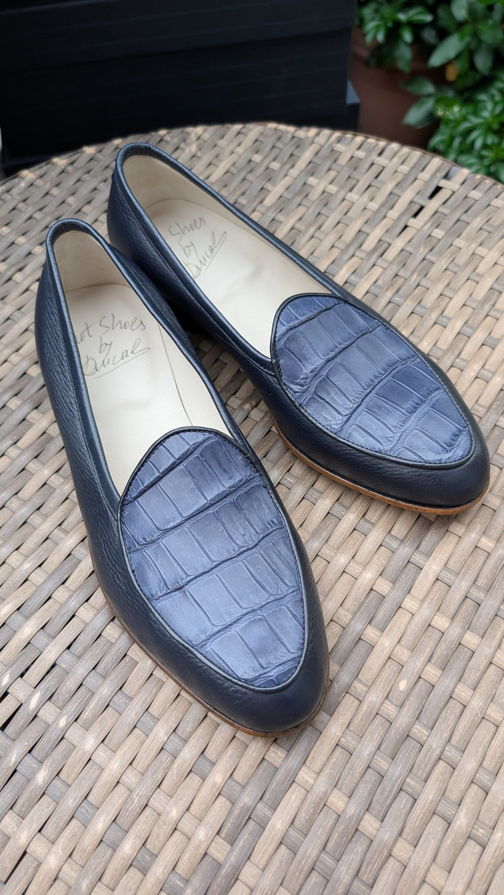 Ascot Belgian Loafer - Blue Crocodile & Navy Deer, UK 7 - Ascot Shoes