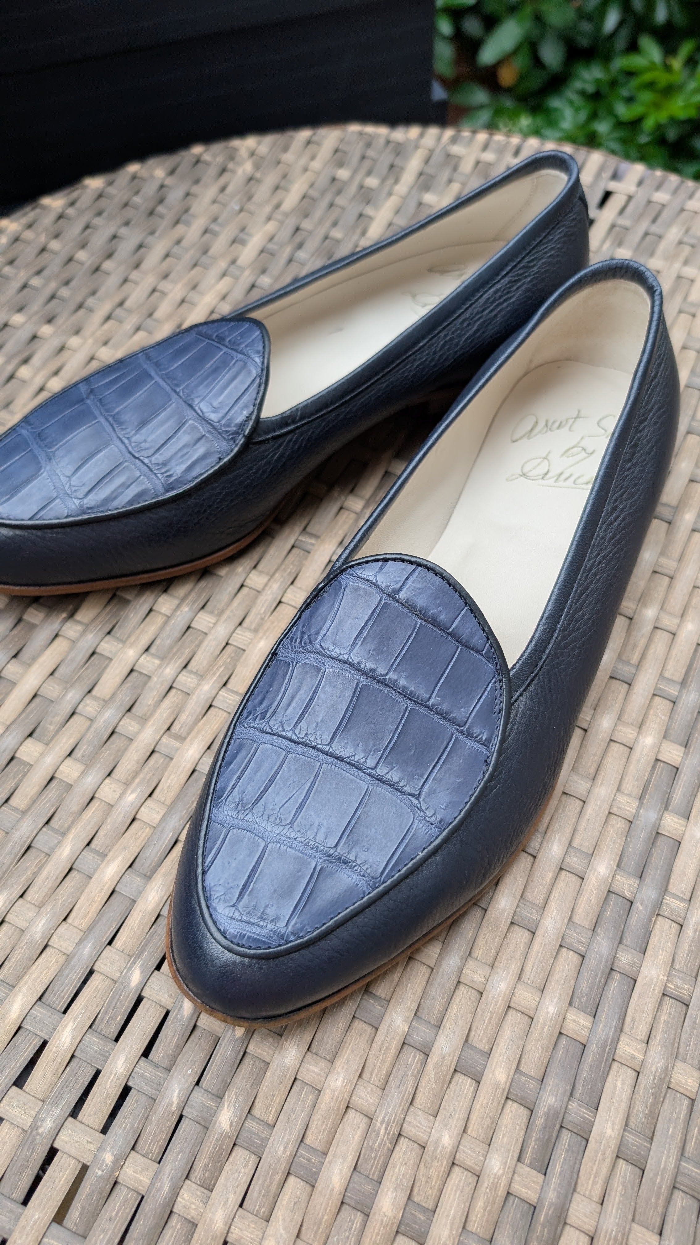 Ascot Belgian Loafer - Blue Crocodile & Navy Deer, UK 7 - Ascot Shoes