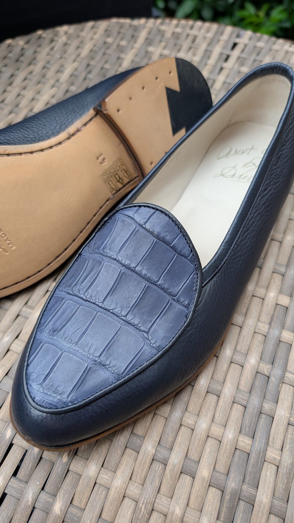 Ascot Belgian Loafer - Blue Crocodile & Navy Deer, UK 7 - Ascot Shoes