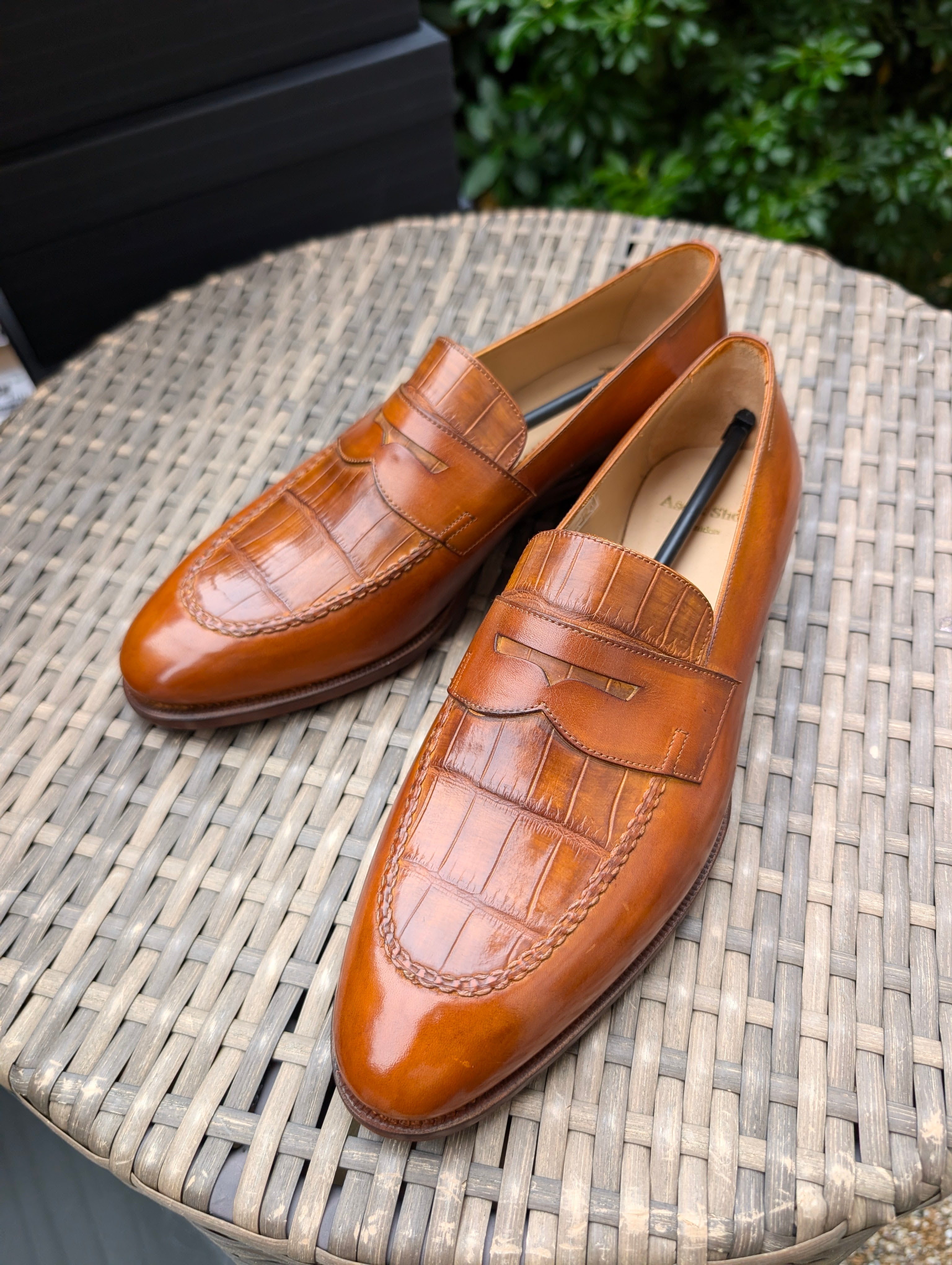 Ascot Sinatra - Tan Crocodile & Leather, UK 7 - Ascot Shoes