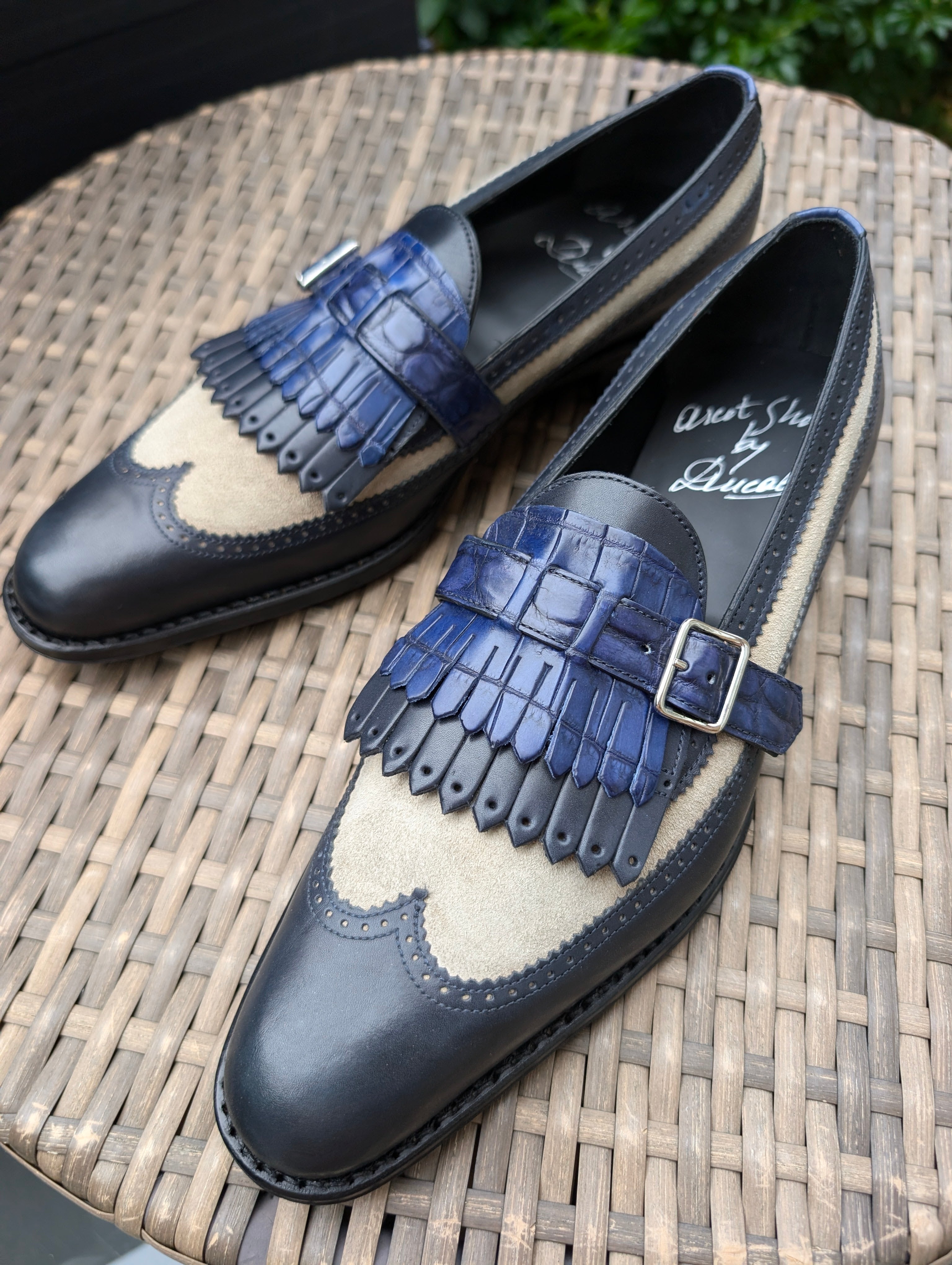 Ascot Shanghai Monks - Blue Combination, UK 8 - Ascot Shoes