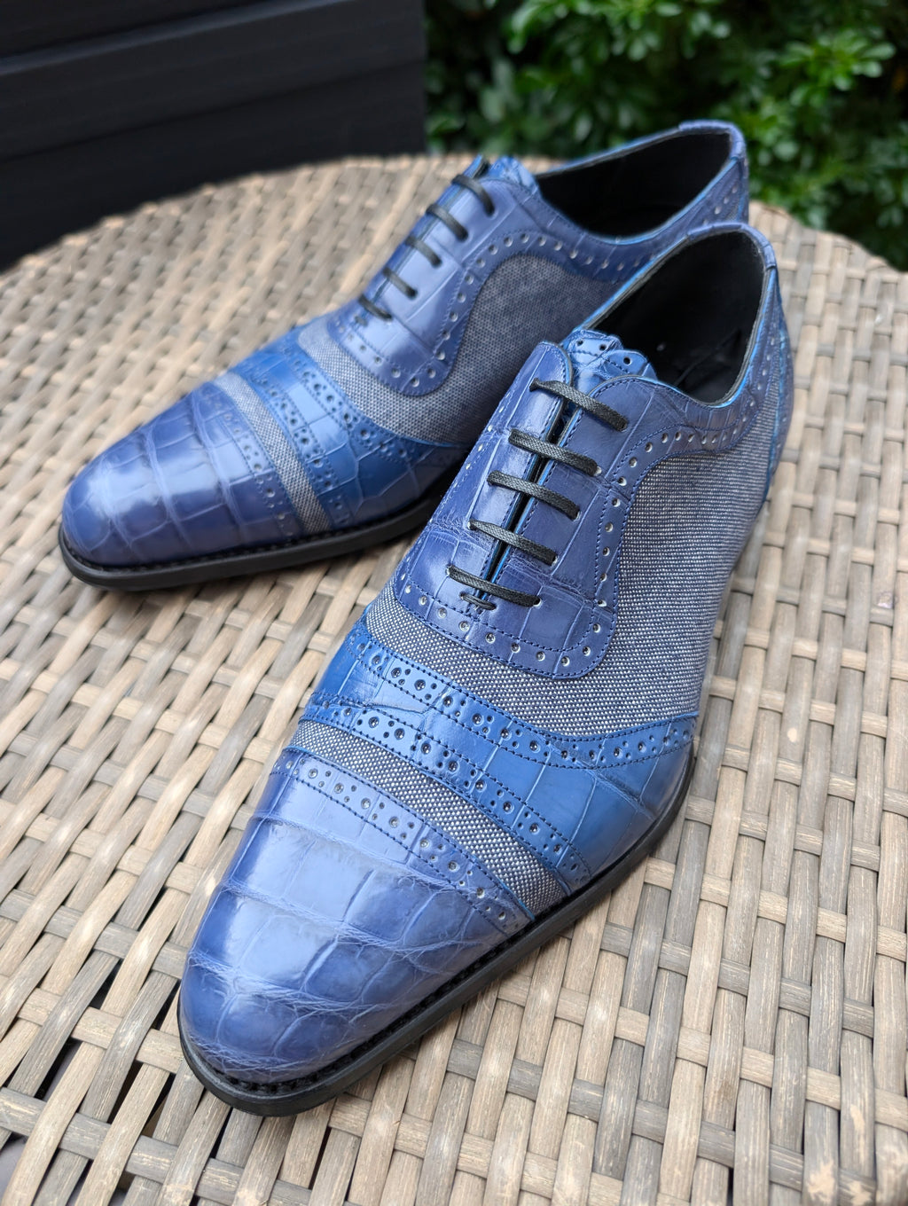 Ascot Como - Blue Croc & Denim Canvas - Ascot Shoes