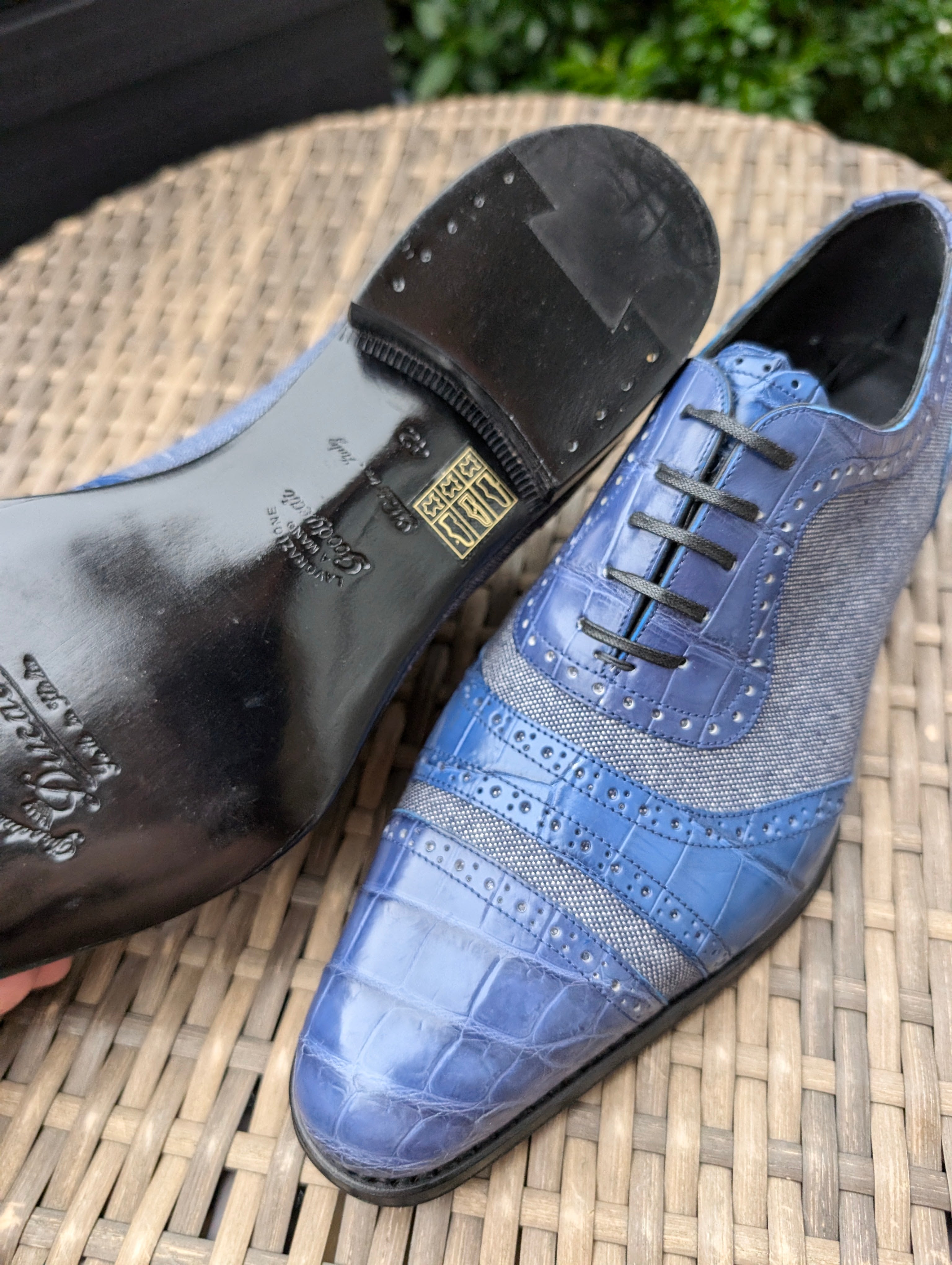 Ascot Como - Blue Croc & Denim Canvas - Ascot Shoes