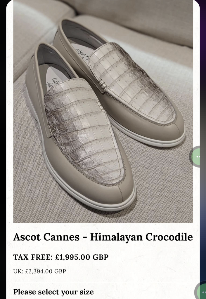 Yasser Invoice: Semi Himilaya Crocodile Cannes Loafers EU41. - Ascot Shoes