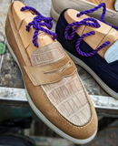 Daniel Invoice: UK9 Tan Loafers with Tan Crocodile - Ascot Shoes