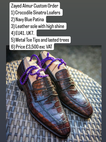Zayed Invoice1: Navy Crocodile Sinatra Loafers