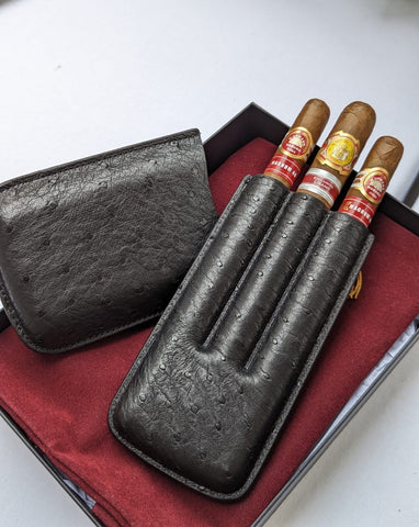 Bespoke Cigar Case - Black Ostrich