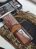 Bespoke ID & Travel card case - Dark Cognac Crocodile - Ascot Shoes