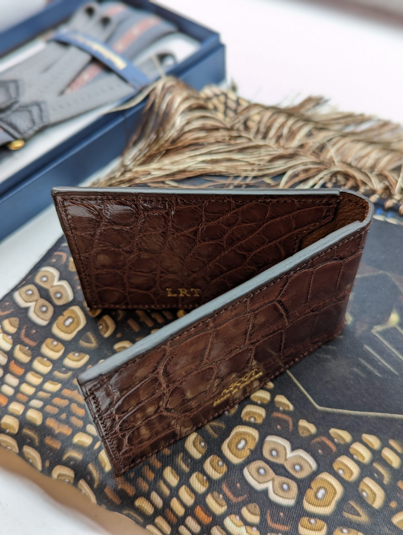 Bespoke ID & Travel card case - Dark Cognac Crocodile - Ascot Shoes