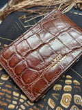 Bespoke ID & Travel card case - Dark Cognac Crocodile - Ascot Shoes