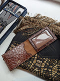 Bespoke ID & Travel card case - Dark Cognac Crocodile - Ascot Shoes