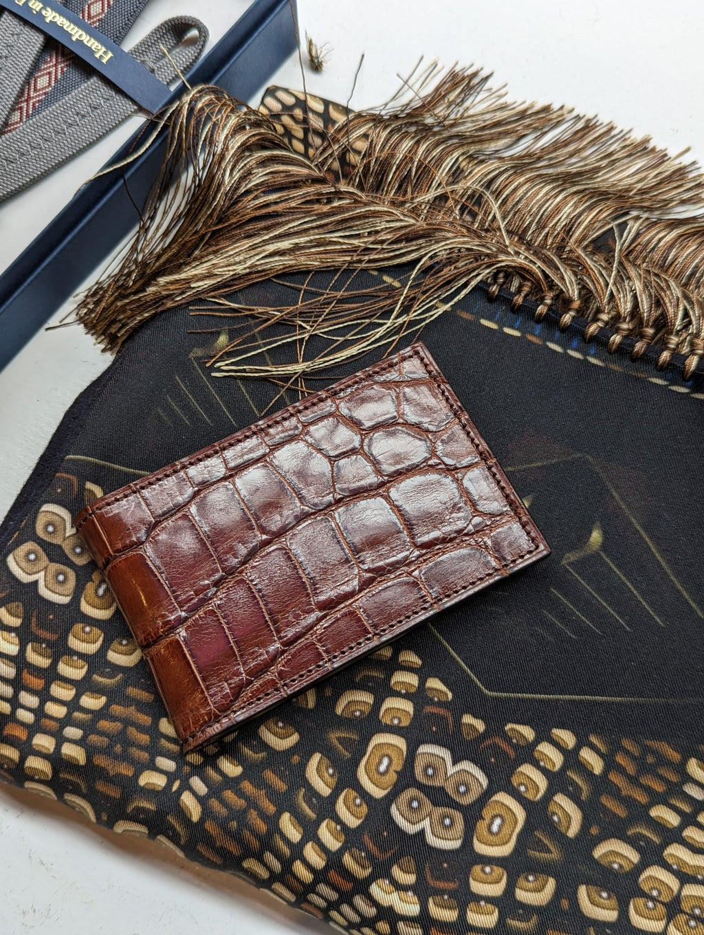 Bespoke ID & Travel card case - Dark Cognac Crocodile - Ascot Shoes