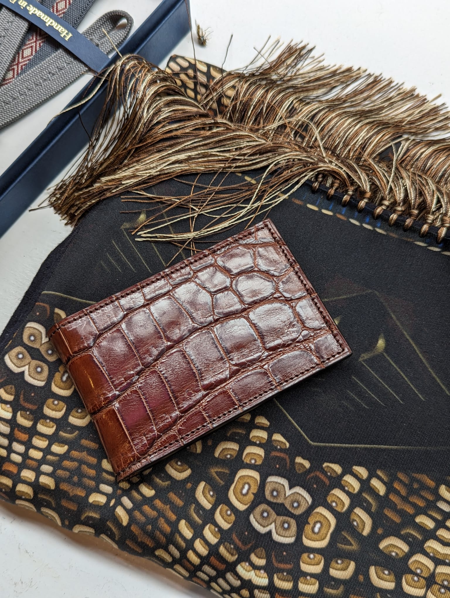 Bespoke ID & Travel card case - Dark Cognac Crocodile - Ascot Shoes