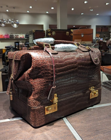 Weekender Bag -  Dark Cognac Crocodile