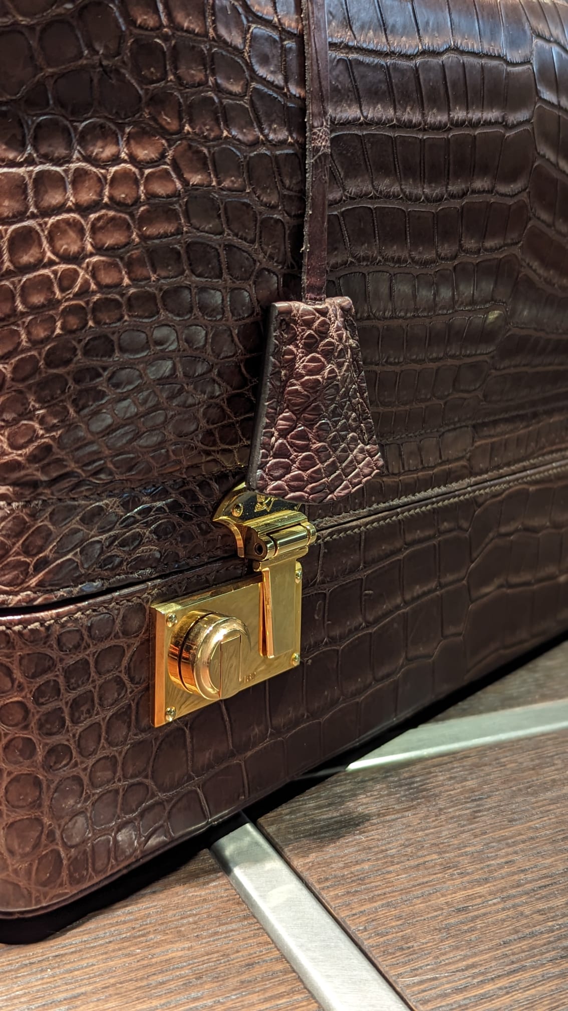 Weekender Bag - Dark Cognac Crocodile - Ascot Shoes