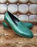 Belgian Loafer - Green Python - Ascot Shoes