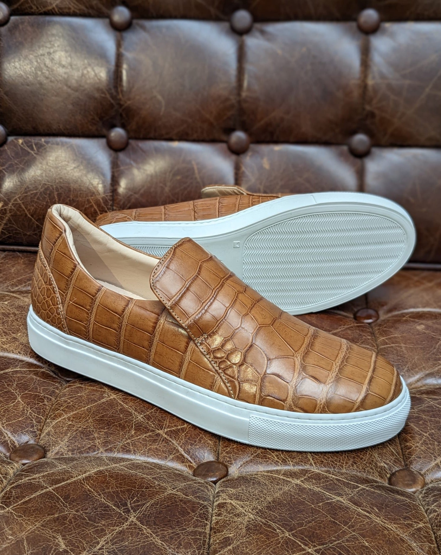 Ascot Cannes - Tan Crocodile, UK 10 - Ascot Shoes