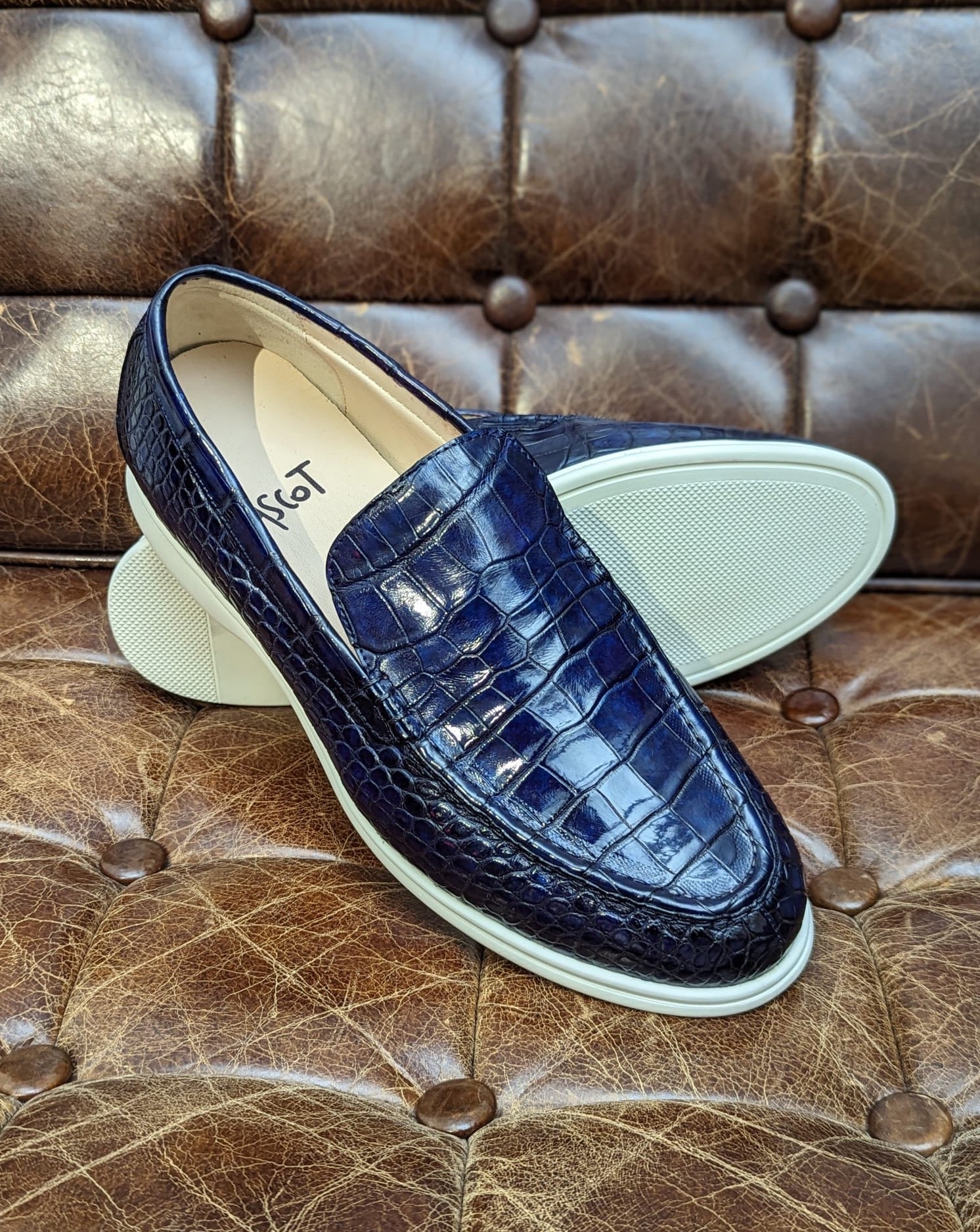 Ascot Cannes - Navy Crocodile, UK 8 - Ascot Shoes