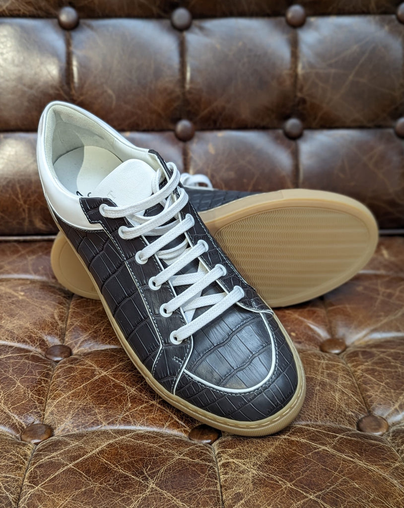 Ascot Sneakers - Grey Crocodile, UK 10 - Ascot Shoes
