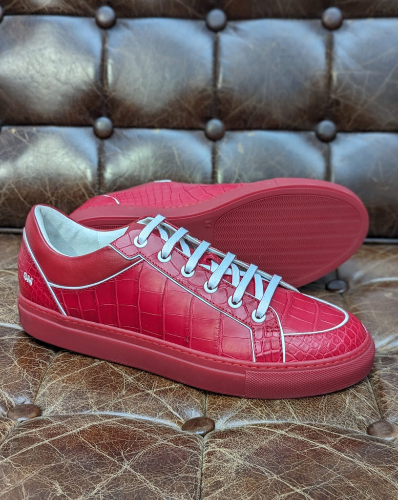 Ascot Sneaker - Red Crocodile, UK 8 - Ascot Shoes
